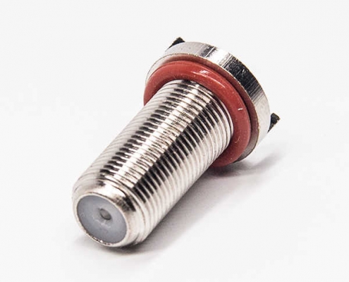 f型旋轉接頭直式母頭插板型接PCB板螺紋連接帶防水圈 DOSIN-803-0261