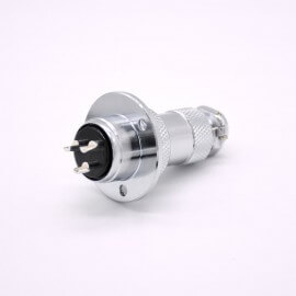 GX20航空連接器3芯母插頭轉(zhuǎn)公插座常規(guī)款直式法卡蘭安裝焊線