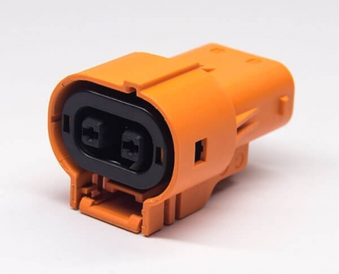 新能源汽車(chē)高壓連接器插頭2芯塑料電流150A直式互鎖