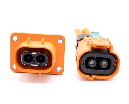 電動(dòng)汽車連接器高壓互鎖連接器插頭插座直式2芯23A塑料不帶屏蔽接6平方線