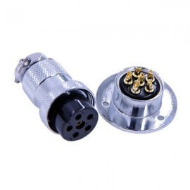 航空接頭GX25 IP55直式防水連接器6芯法蘭公母連接器
